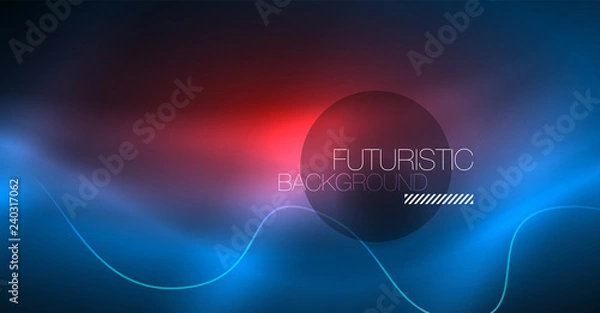 Fototapeta Glowing abstract wave on dark, shiny motion, Christmas and New Year magic space light. Techno abstract background
