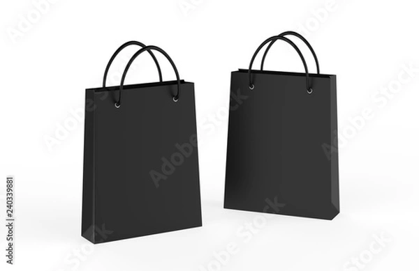 Fototapeta Blank shopping bag mock-up on isolated white background, 3d illustration