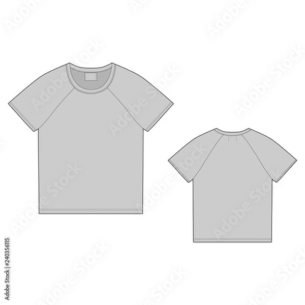 Fototapeta T-shirt design template. Front and back. Technical sketch raglan unisex t shirt