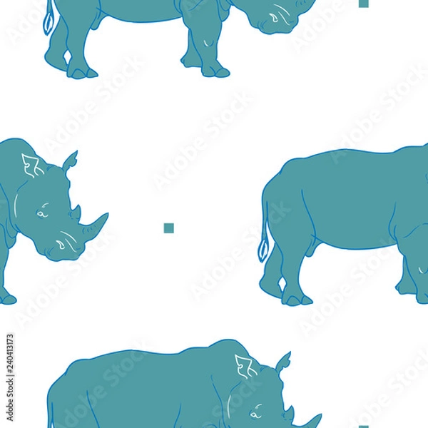 Fototapeta Rhino wektor zielony wzór