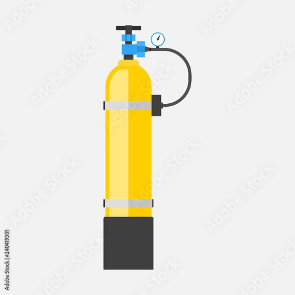 Obraz icon oxygen cylinder, flat design, vector image