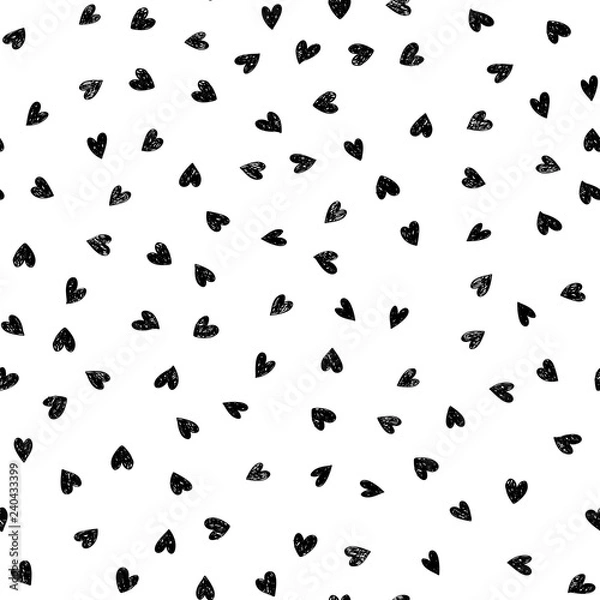 Fototapeta Doodle love seamless pattern. Valentines Day background with cute hearts. Vector illustration.