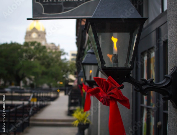 Fototapeta Christmas decor on black lanterns