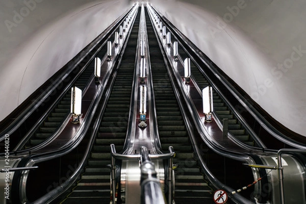 Obraz An old escalator in Kyiv subway from USSR time
