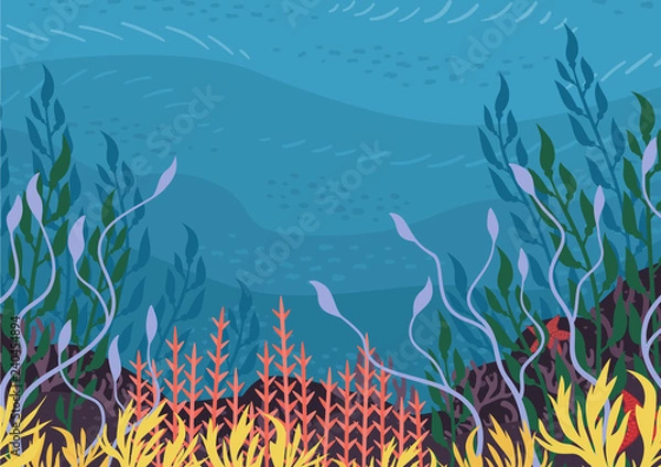 Obraz Underwater nature background. Vector Illustration