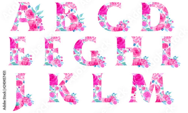 Fototapeta alphabet with roses