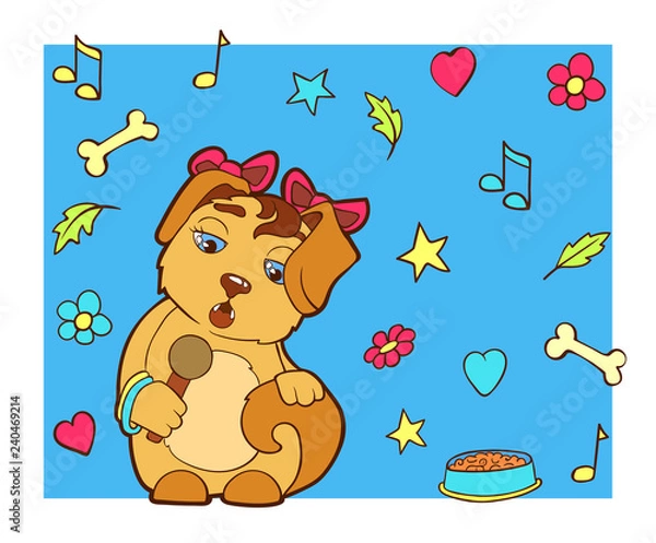 Obraz Cartoon character dog. Color background with a puppy.