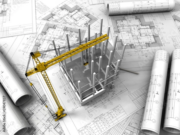 Obraz 3D plan drawing..