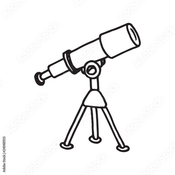 Obraz Hand drawn telescope doodle icon