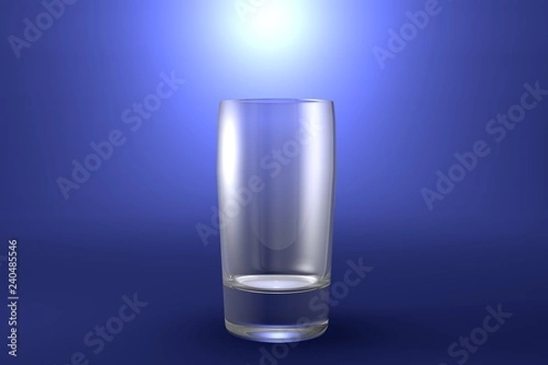 Fototapeta 3D illustration of alcohol free drinks ordinary glass on light blue highlighted artistic background - drinking glass render