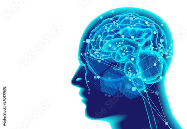 Fototapeta 人口知能AIのネットワークと白背景