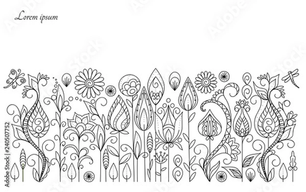Obraz border outline background with leaves