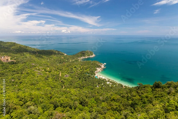 Fototapeta Bird eye view to a tropical beach