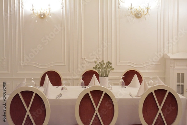 Obraz beautifully laid table in the restaurant in classic style