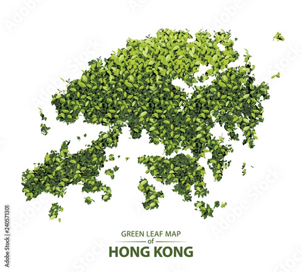 Fototapeta Green leaf map of Hong Kong