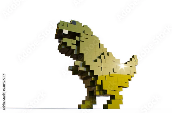 Fototapeta 3d Illustraion of T-Rex green dinosaur on white background. 