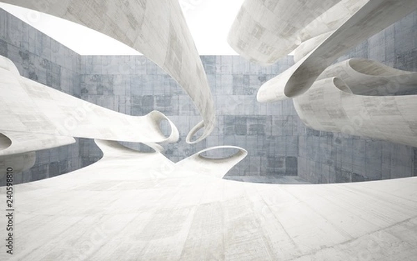 Fototapeta Empty dark abstract concrete smooth interior . Architectural background. 3D illustration and rendering