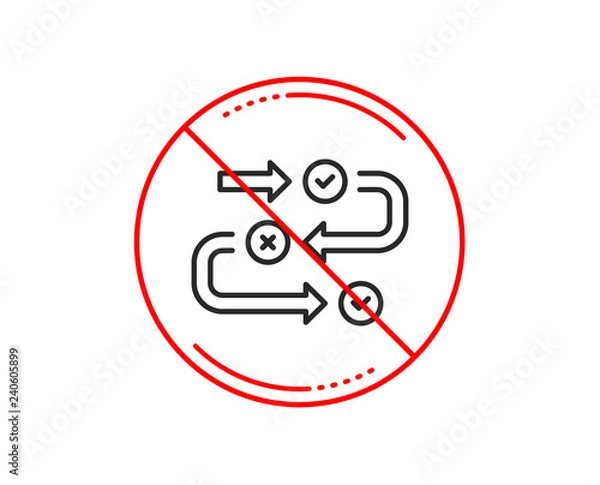 Fototapeta No or stop sign. Survey progress line icon. Quiz algorithm sign. Business interview symbol. Caution prohibited ban stop symbol. No  icon design.  Vector