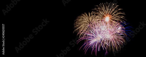 Obraz Real Fireworks, long exposure, cropped and close up with copy space