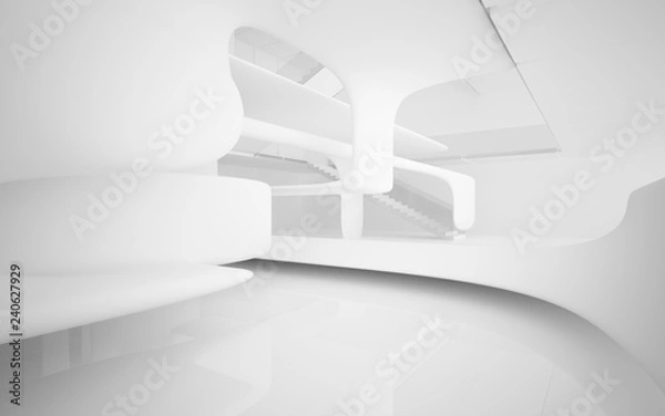 Fototapeta White smooth abstract architectural background. 3D illustration and rendering