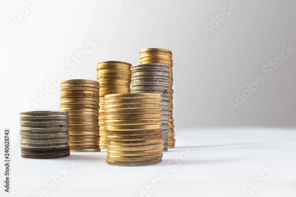 Fototapeta Stack of currency coins