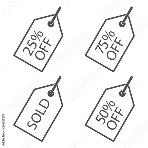 Obraz Price Tag icon set. Vector illustration, flat design.