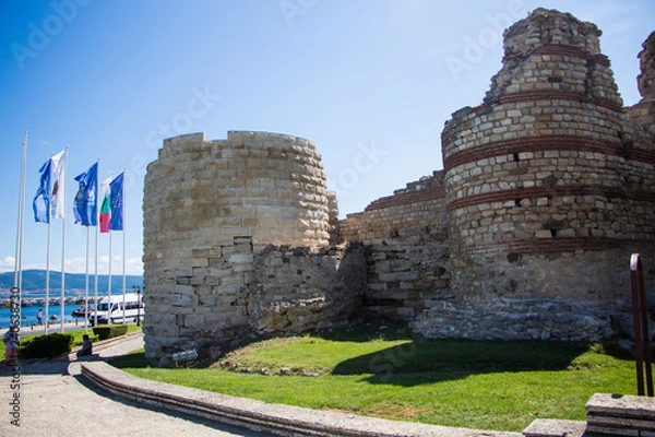 Fototapeta Ruins of an ancient temple complex in Nessebar. Old church ruin in Nessebar, ancient city on the Black Sea coast of Bulgaria.