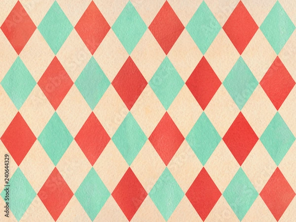 Fototapeta Watercolor diamond pattern.