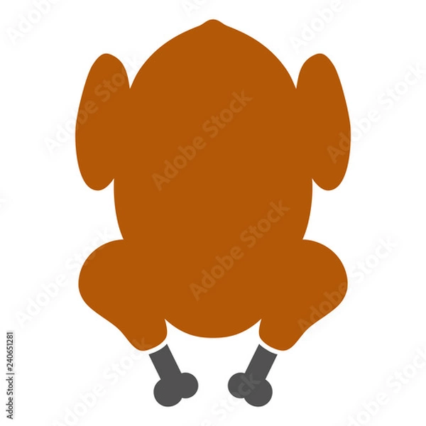 Fototapeta Fried chicken body vector illustration on a white background. An isolated flat icon illustration of fried chicken body with nobody.