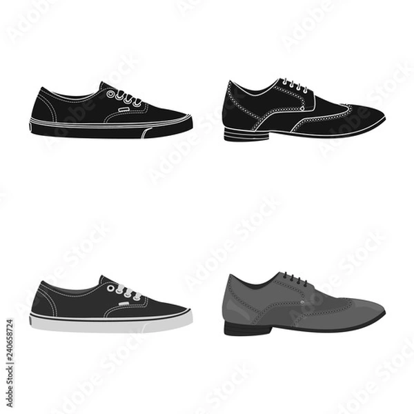 Fototapeta Vector illustration of shoe and footwear symbol. Set of shoe and foot stock symbol for web.
