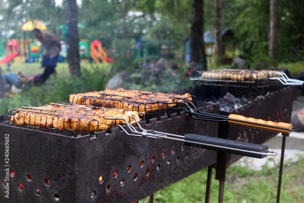 Fototapeta meat on grill