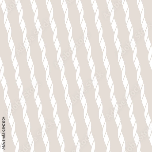 Fototapeta Subtle vector seamless pattern with diagonal ropes, stripes. White and beige