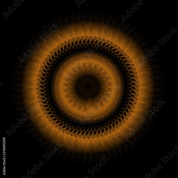 Fototapeta Abstract spirograph art , parabolic curve of line in circle form illustration. Vector image.Round pattern color on black background.
