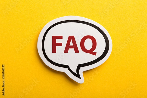 Obraz FAQ Speech Bubble Isolated On Yellow Background