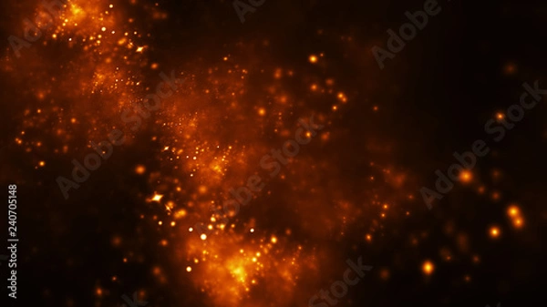 Fototapeta Abstract orange sparkles. Fantasy holiday background. Digital fractal art. 3d rendering.