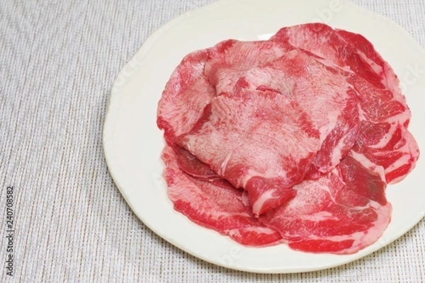 Fototapeta 焼肉用の牛タン薄切り