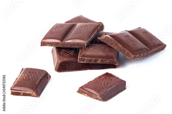 Obraz Dark Chocolate bars stack isolated on white background