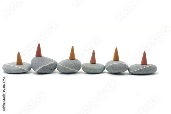 Fototapeta Row of spa scented over stones