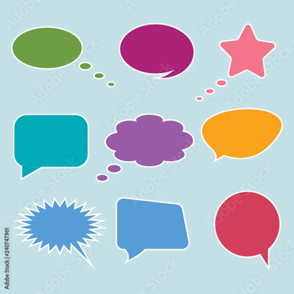 Obraz Background bubbles for speech. Blank empty white bubbles for speech. Modern, simple vector illustration.