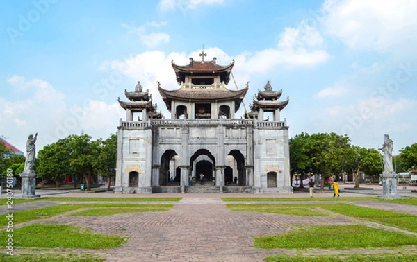 Fototapeta Phat Diem Stone Cathedral, Phat Diem church is a cross between Vietnamese and European styles, It took 24 years to build this church from 1875 to 1898.