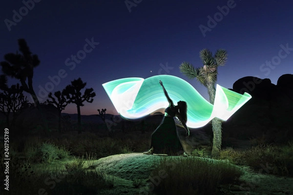 Obraz Girl Light Painted Under the Milky Way