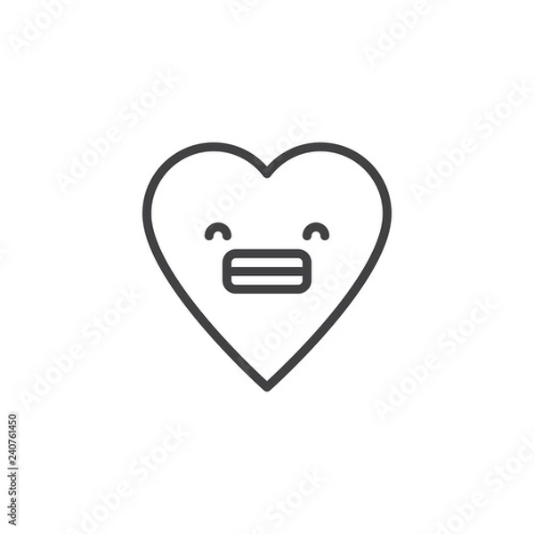 Fototapeta Grimacing Face emoticon outline icon. linear style sign for mobile concept and web design. Grimacing heart face character emoji line vector icon. Symbol, logo illustration. Vector graphics
