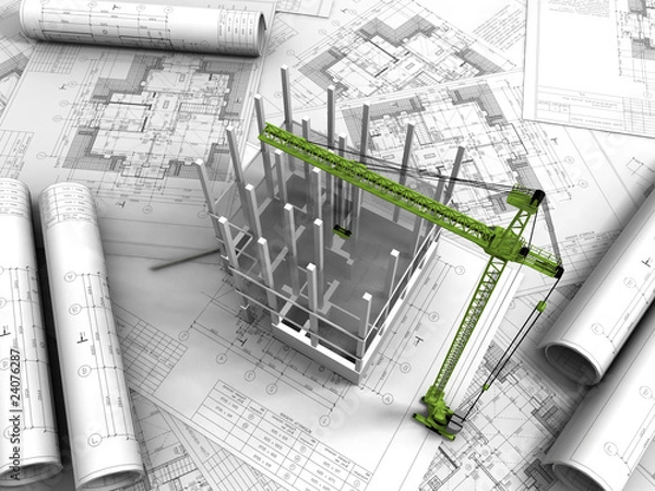 Obraz 3D plan drawing..