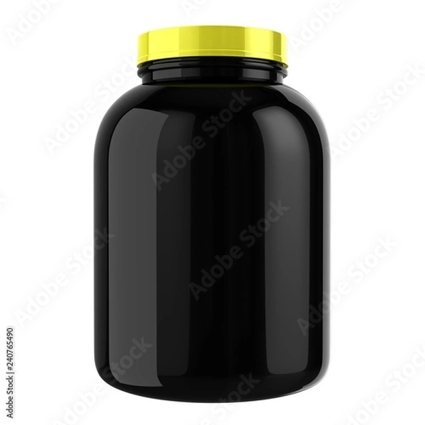 Obraz Black Protein Bottle with Yellow Cap