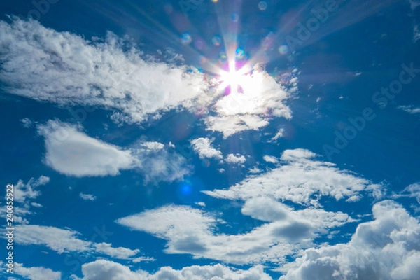 Obraz Blue Sky with Clouds and Sun