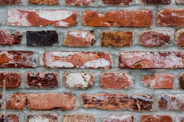 Fototapeta Beautiful wall of bricks with recycled bricks