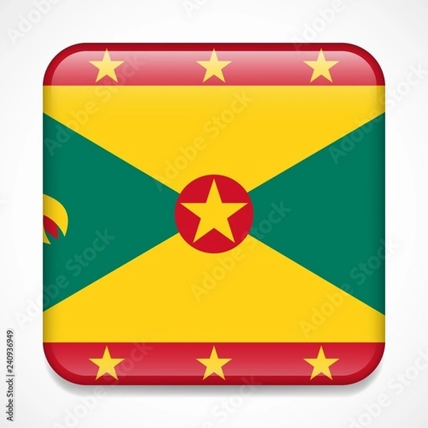 Fototapeta Flag of Grenada. Square glossy badge