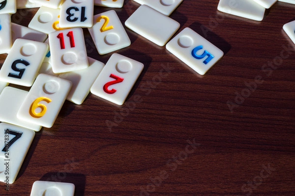 Obraz rummy pieces placed randomly on the table.