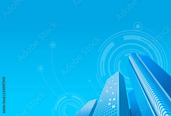 Fototapeta vector illustration of business centers, buildings in realistic style