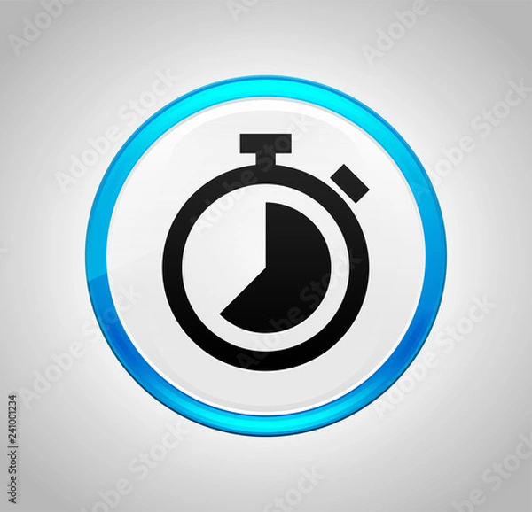 Fototapeta Stopwatch icon round blue push button